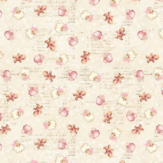 Christmas Magic Digital Gingerbread and Cocoa Cups 2018-41 Blank Quilting Sold by the Half Yard
