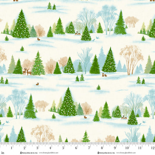 2039-46 Frosty and Forest Friends Forest Fabric by Stacy West  for Henry Glass