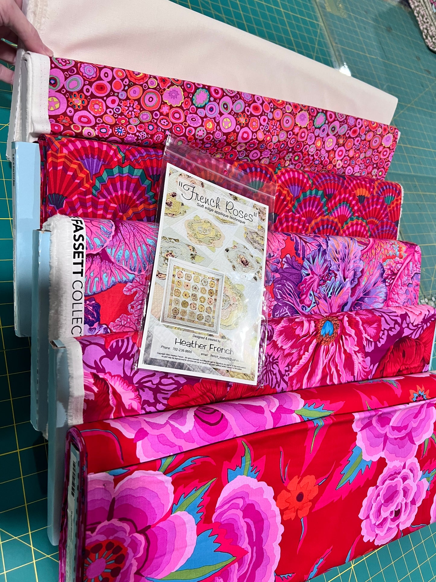 French Roses Kaffe Fassett Fabric Kit - RED