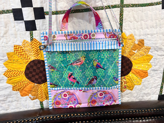 Large Project Bag Tula Pink Strawberry Finch