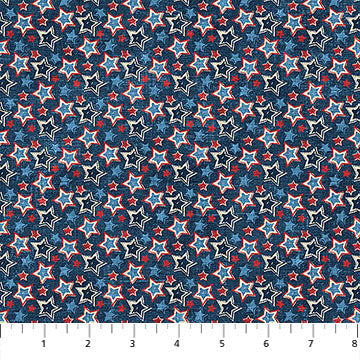 28735-49 American Heartland Navy Multi Texture Northcott Fabrics Sold By the Half Yard