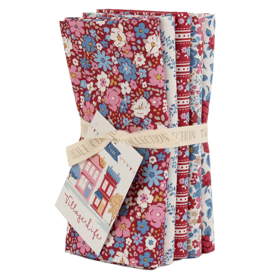 TIL300276 Tilda Village Life Fat Quarter Bundle of 5 Fabrics