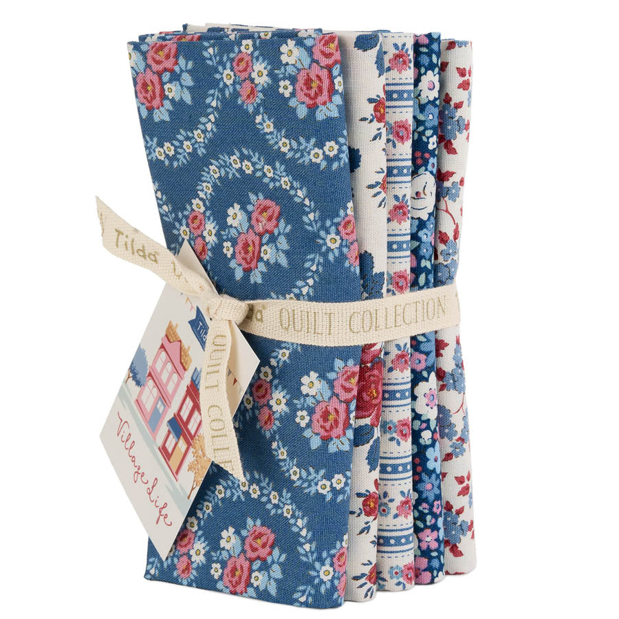 TIL300277 Tilda Village Life Fat Quarter Bundle of 5 Fabrics