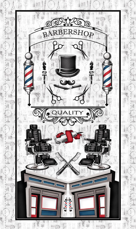 3113P-01 HIPSTER Barbershop Panel by Blank Quilting Fabric Sold by the Panel