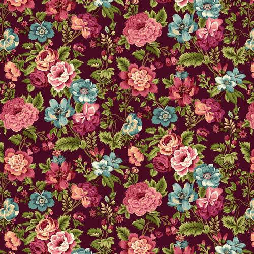 3357-88 Master Floral RED Mariakerke BY Michelle Yeo for Henry Glass