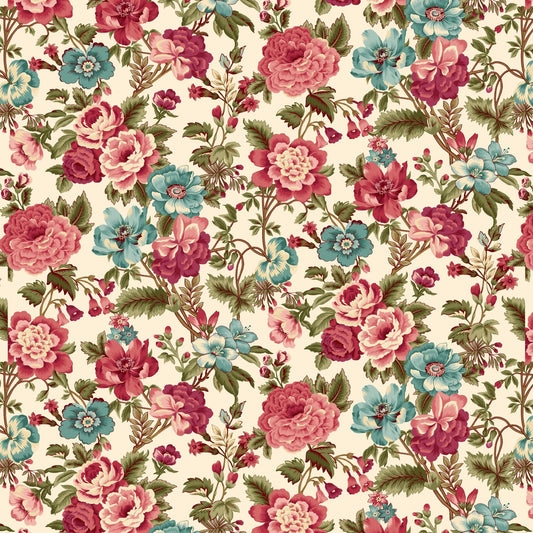 3357-44 Master Floral CREAM Mariakerke BY Michelle Yeo for Henry Glass
