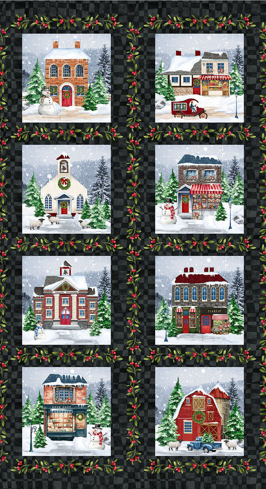 3522-99 Hollyville Manor House Panel Black by Henry Glass
