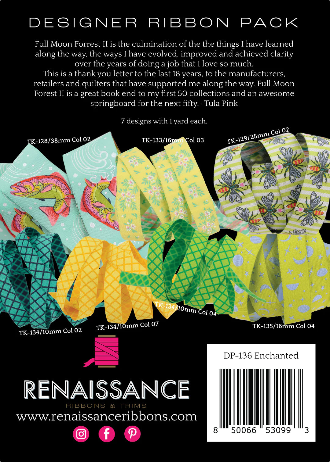 Full Moon Forest II Enchanted DESIGNER Ribbon PACK by Tula Pink for Renaissance Ribbons