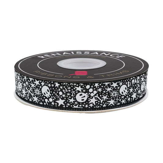 SKELLY STARS & BONES 7/8" WIDTH - BY CORI DANTINI Ribbon by the yard Renaissance Ribbons