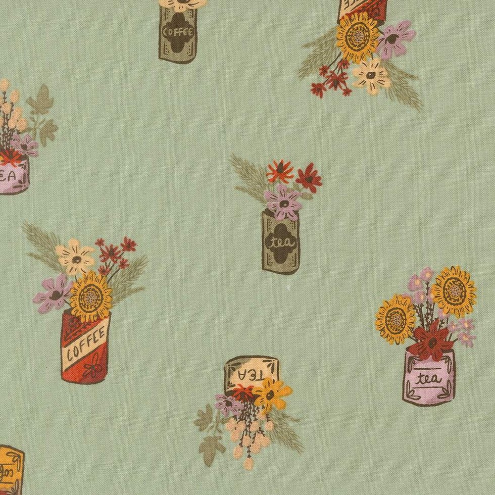 MODA 45654 20 Windfall Vintage Flower Jars Aqua
