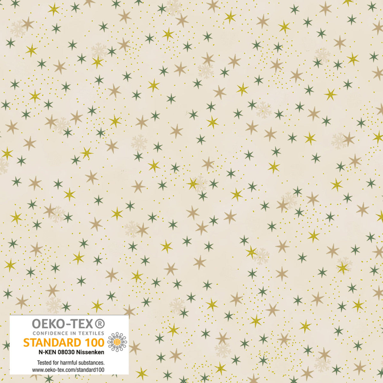 Christmas Star Cream and Gold by STOF Gold Metallic Fabric Sold by the Half Yard