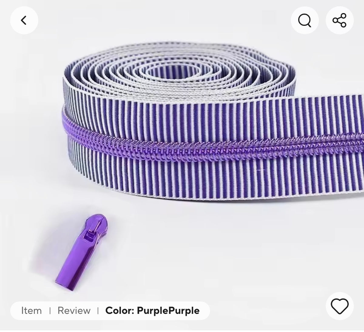 5# Nylon Coil Zipper Tape - Purple Stripe (Sold by the Yard)