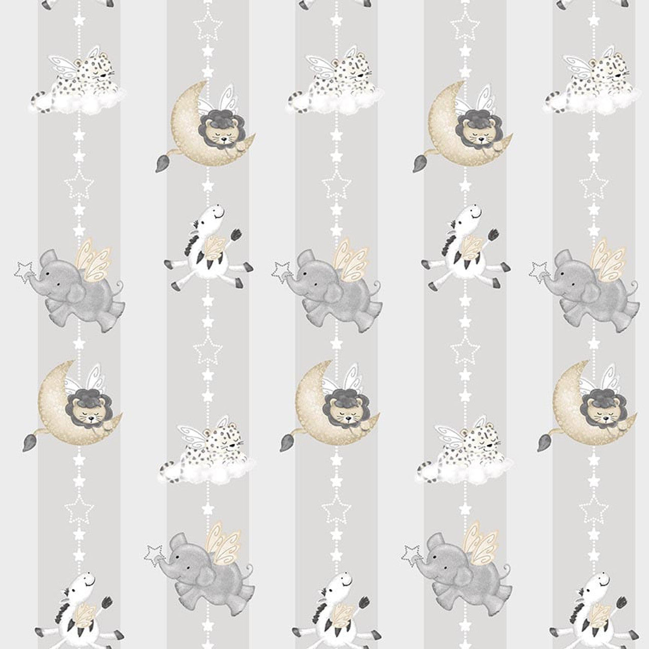 8022-90 ANIMAL STRIPE PEARL MOONLIT DREAMS BABY Studio E Fabric