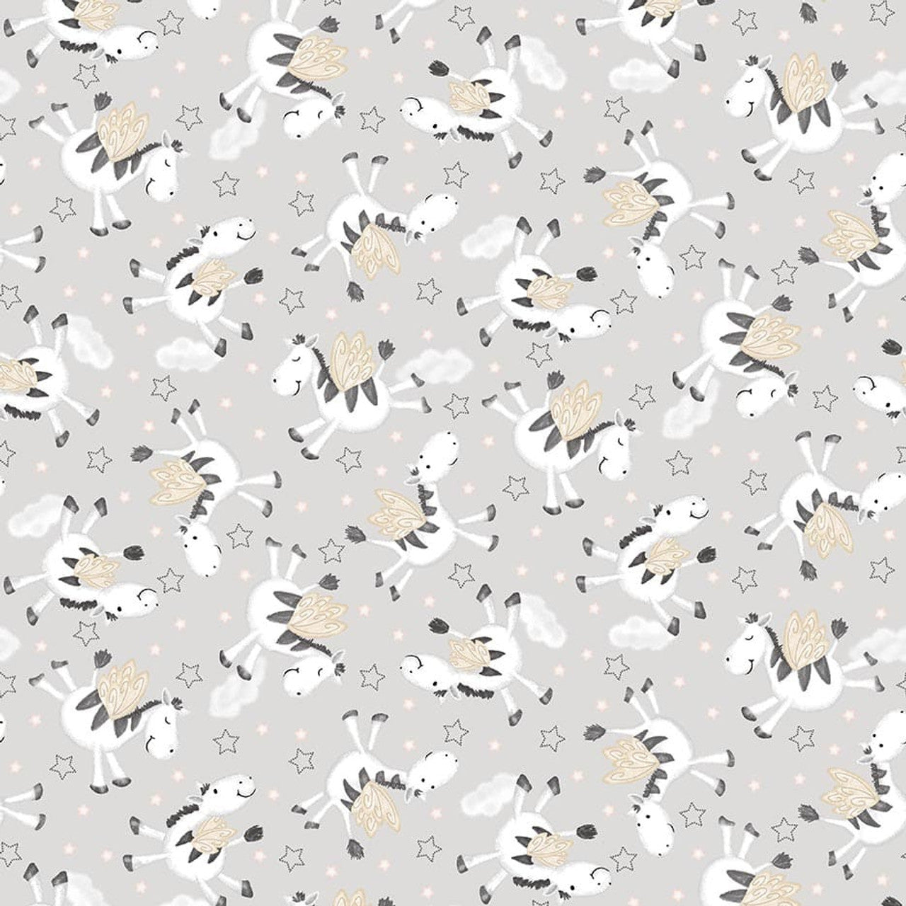 8025-90 TOSSED ZEBRAS MOONLIT DREAMS BABY Studio E Fabric