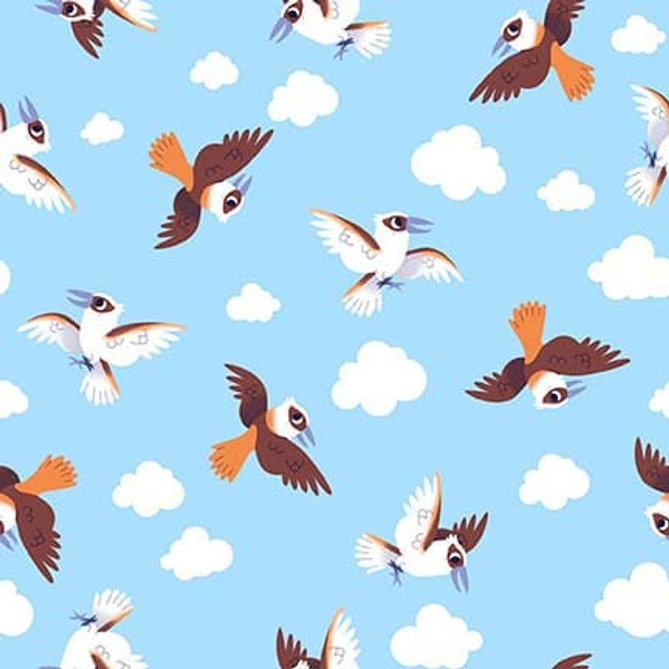 8086-11 LIGHT BLUE KOOKABURRAS AUSSIE OZ-BORN Studio E Fabric