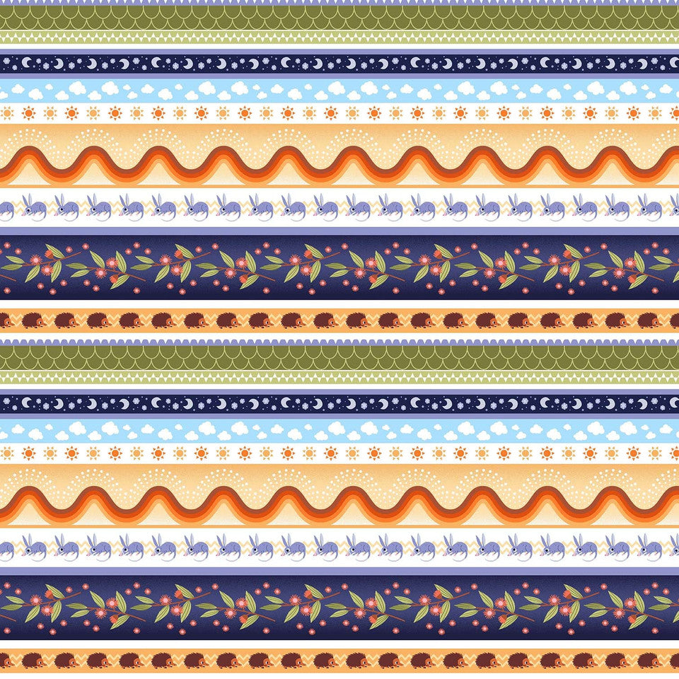 8089-37 ORANGE Blue Mini STRIPE AUSSIE OZ-BORN Studio E Fabric