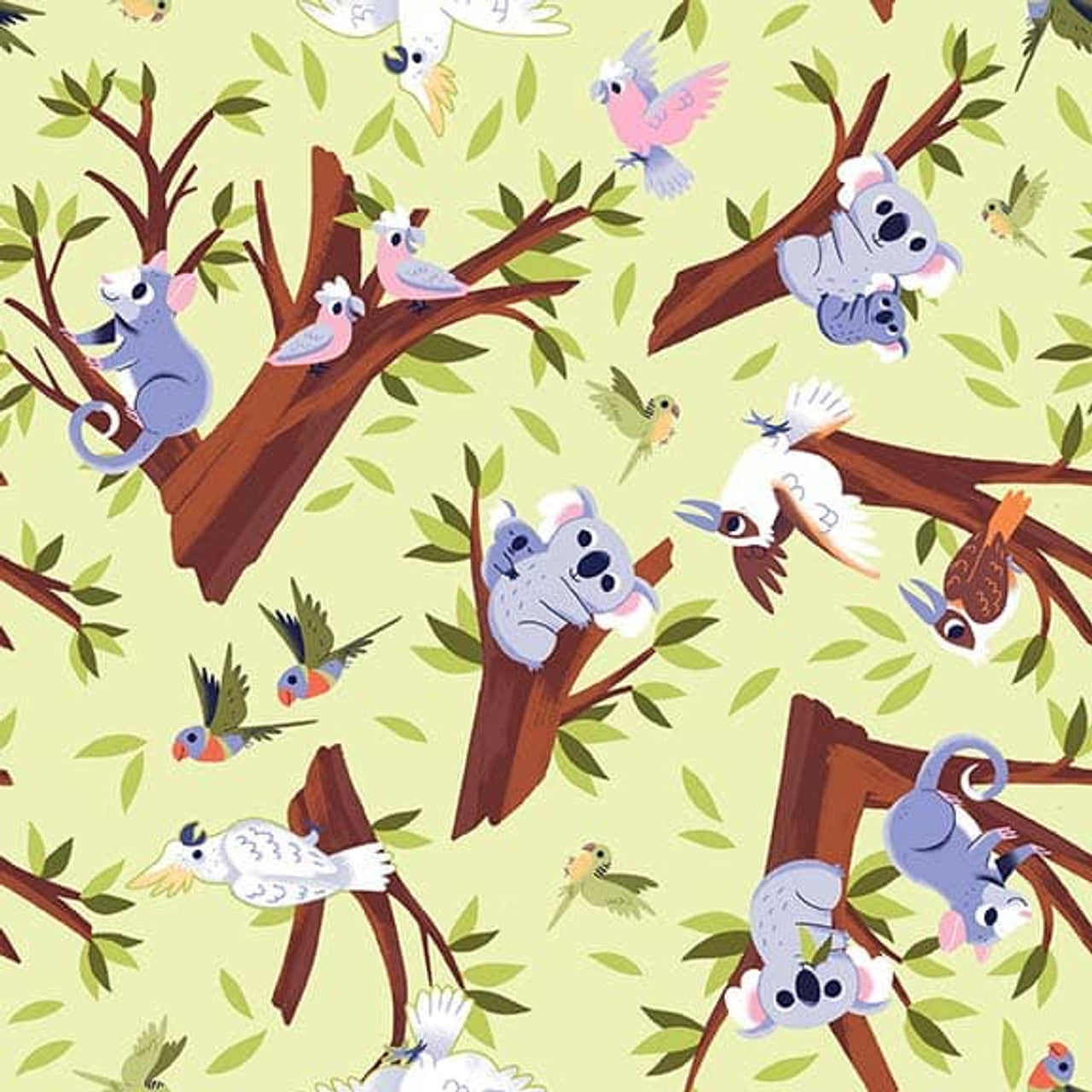 8092-60 LIGHT GREEN CANOPY CRITTERS AUSSIE OZ-BORN Studio E Fabric