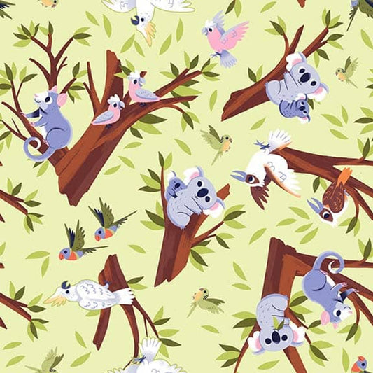 8092-60 LIGHT GREEN CANOPY CRITTERS AUSSIE OZ-BORN Studio E Fabric