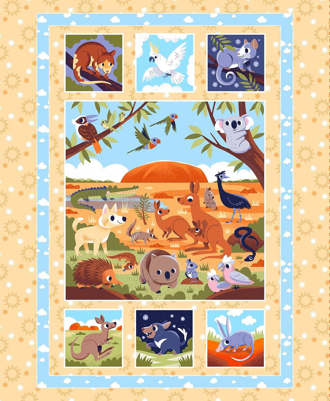 8096P-44 YELLOW PANEL AUSSIE OZ-BORN Studio E Fabric