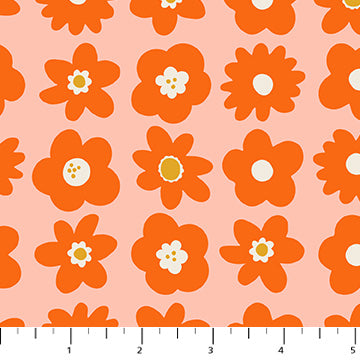 91116-56 Joyful June Orange Blooms Figo Sold By the Half Yard