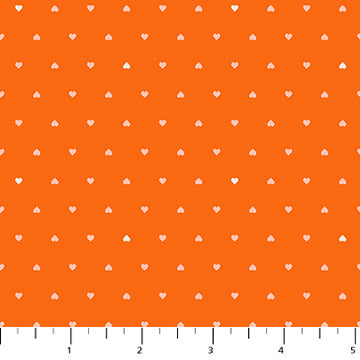 91118-56 Joyful June Orange Ditsy Hearts Figo Sold By the Half Yard