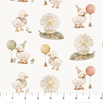 91180-11 Tiny Waddles Cream Ducks FIGO for Northcott Sold By the Half Yard