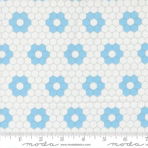 Cat Named Stitch Cream Sky Hexagon Print 55343 22 Moda Sold by the Half Yard
