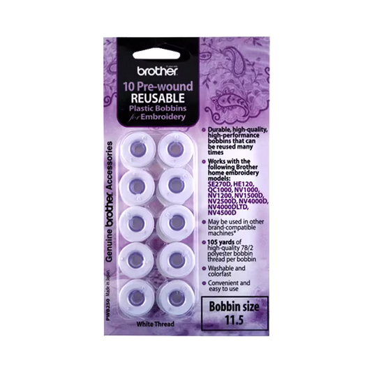 Brother Pre-Wound Bobbins - 10 Pack (60 Weight Embroidery)