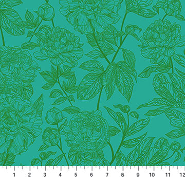 AMT1003-78C Rhapsody Peony Jade by Anna Maria Textiles Sold by the Half Yard