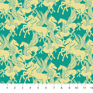 AMT119-62C Shooting Star Mythology Pegasus Turquoise by Anna Maria Textiles Sold by the Half Yard