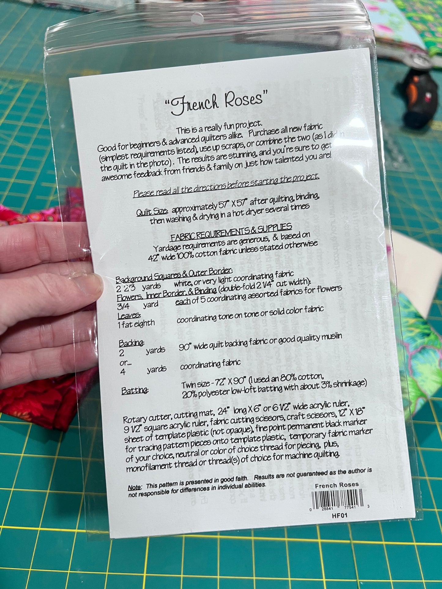 French Roses Kaffe Fassett Fabric Kit - RED