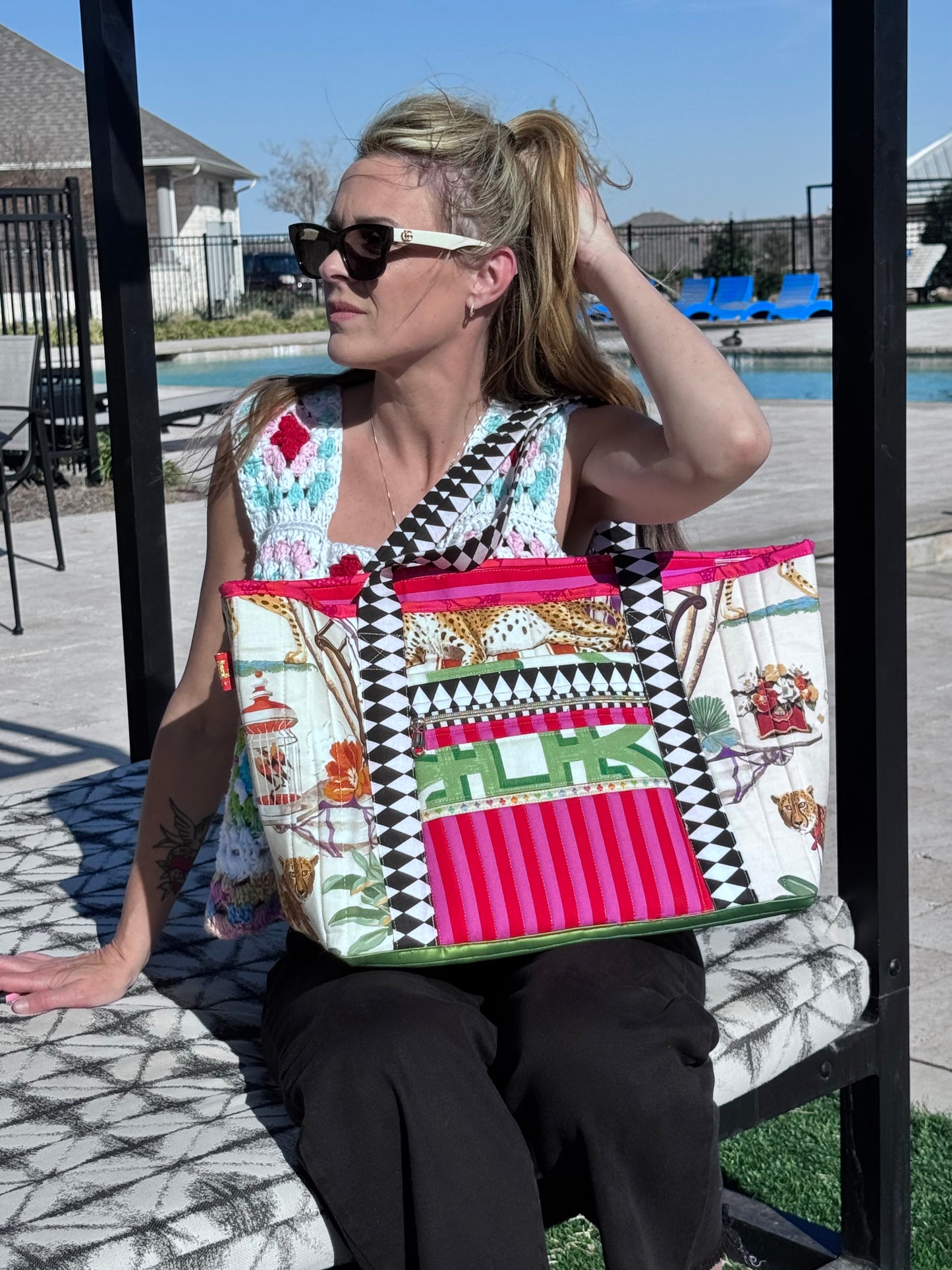 Crochet Top White and Multi