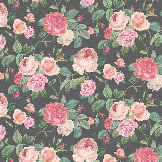 Jardin  CD2563-GREY  Rose Bouquets Grey from Timeless Treasures.