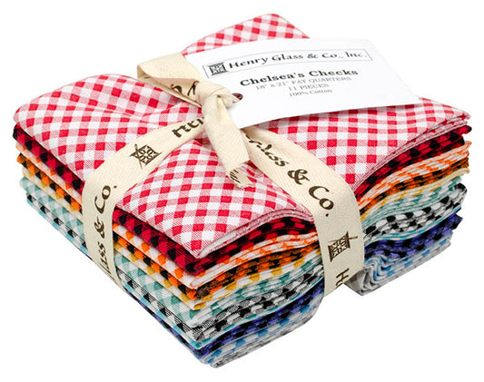 11 pc FAT QUARTER BUNDLE CHELSEA'S CHECKS for Henry Glass Fabrics