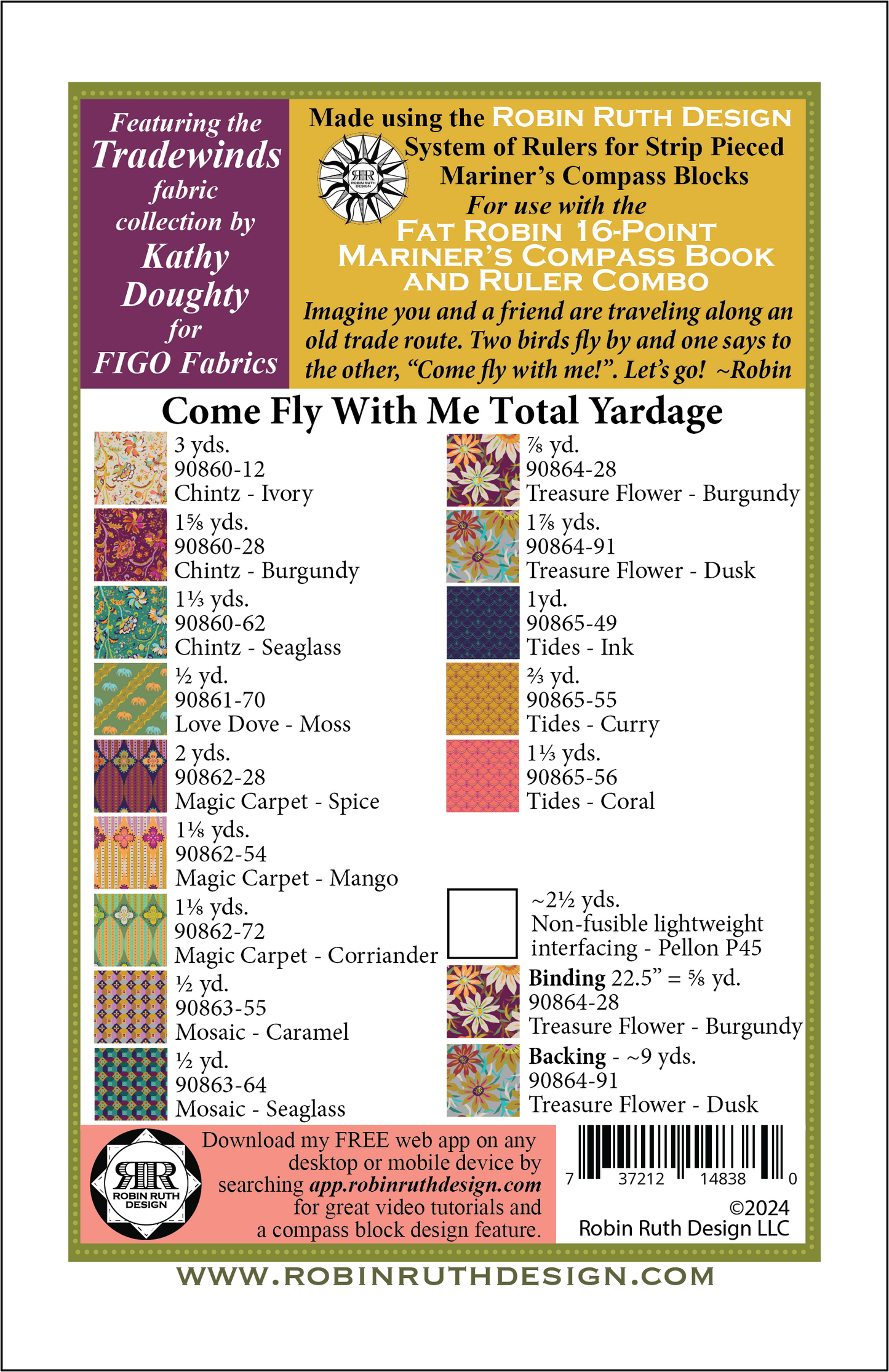 RR243 Come Fly With Me Fat Robin Quilt Pattern