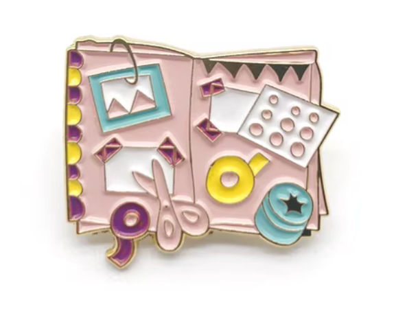 Crafting Sewing Project Book Bag Enamel Pin