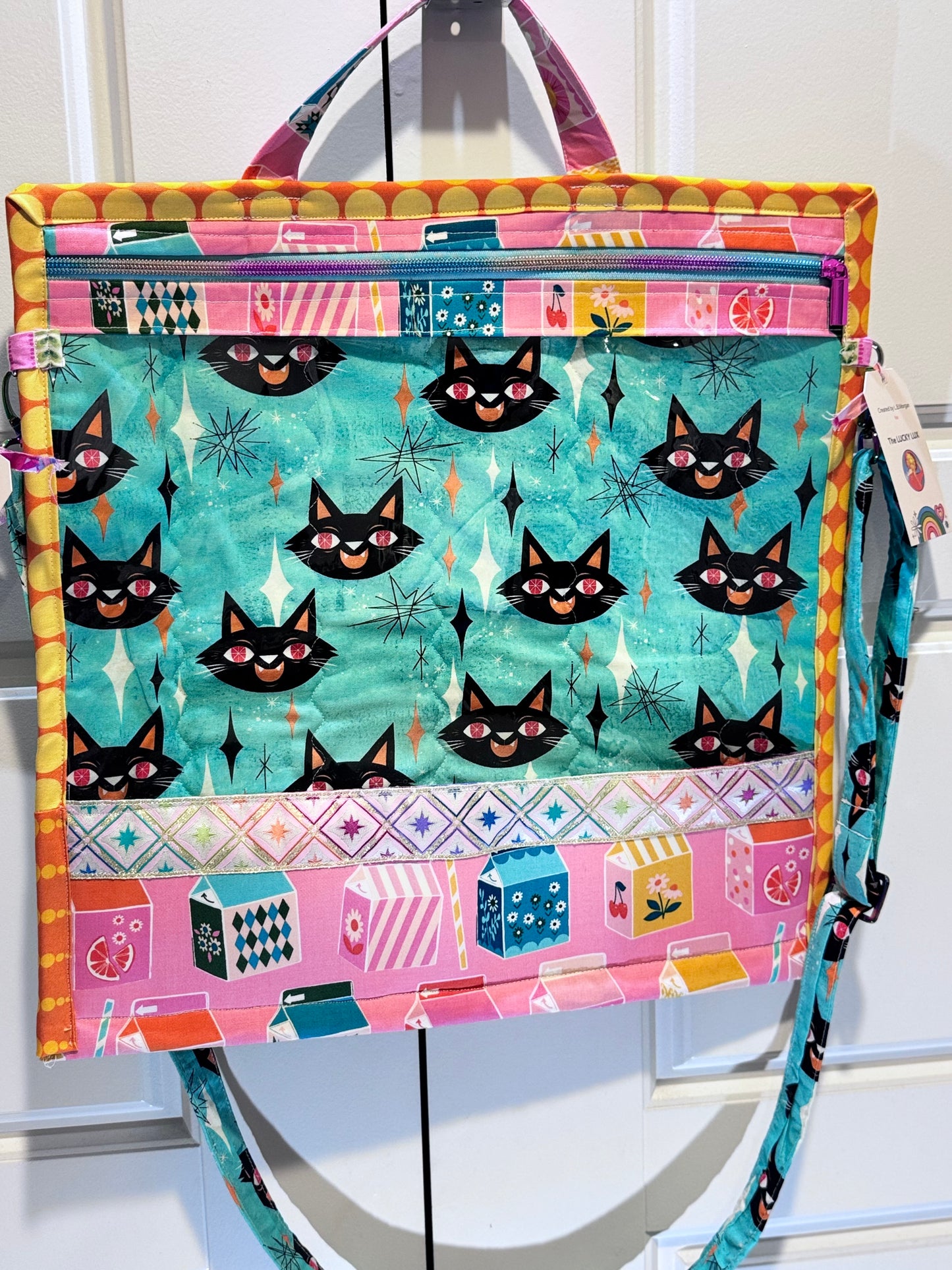 Project Bag Strap Aqua Cat