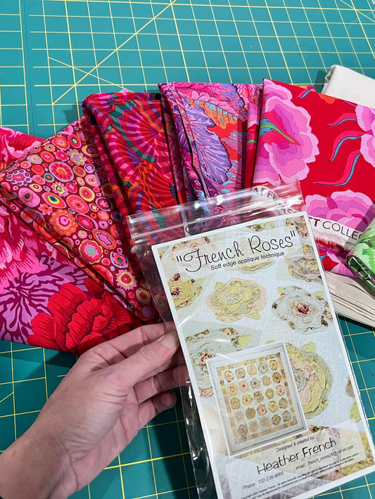 French Roses Kaffe Fassett Fabric Kit - RED