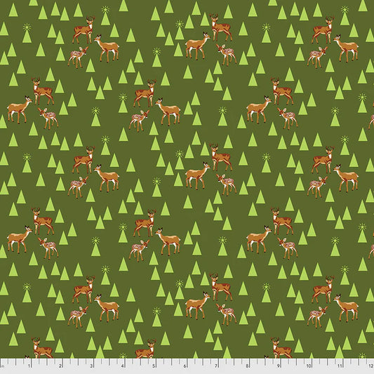 Roadtrip Pine Fresh Green Flannel Holiday Homies by Tula Pink Fabric