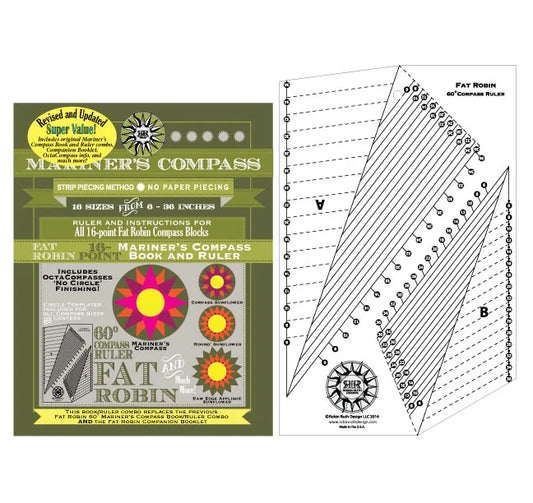RR184 Fat Robin 16 Point Mariner's Compass Book and Ruler Combo