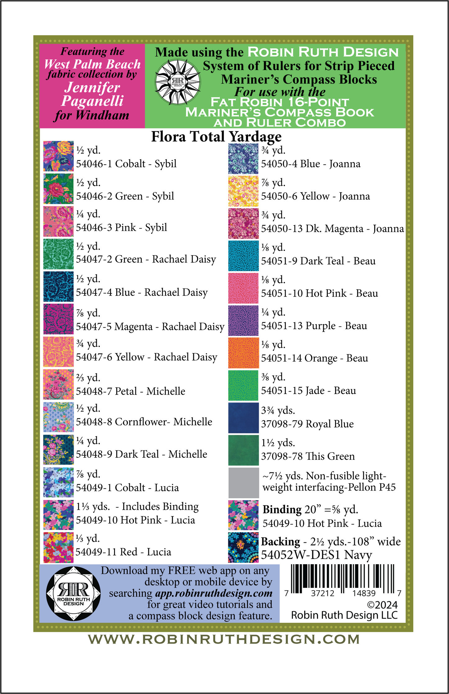 RR244 Flora Fat Robin Quilt Pattern