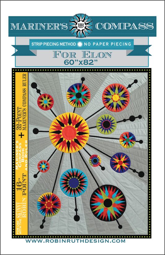 RR166 For Elon 32 Point Mariner's Compass Quilt Pattern