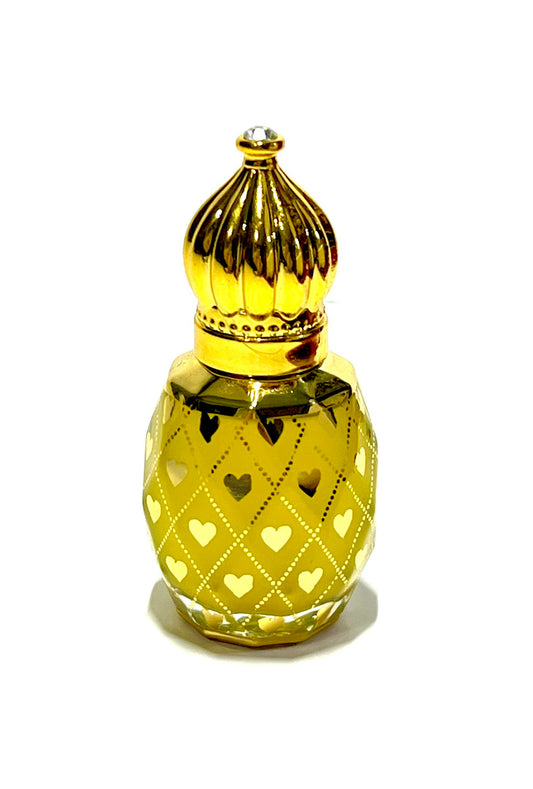 Ornate Fancy Anointing Oil Gold and Glass Vessel 12 mL