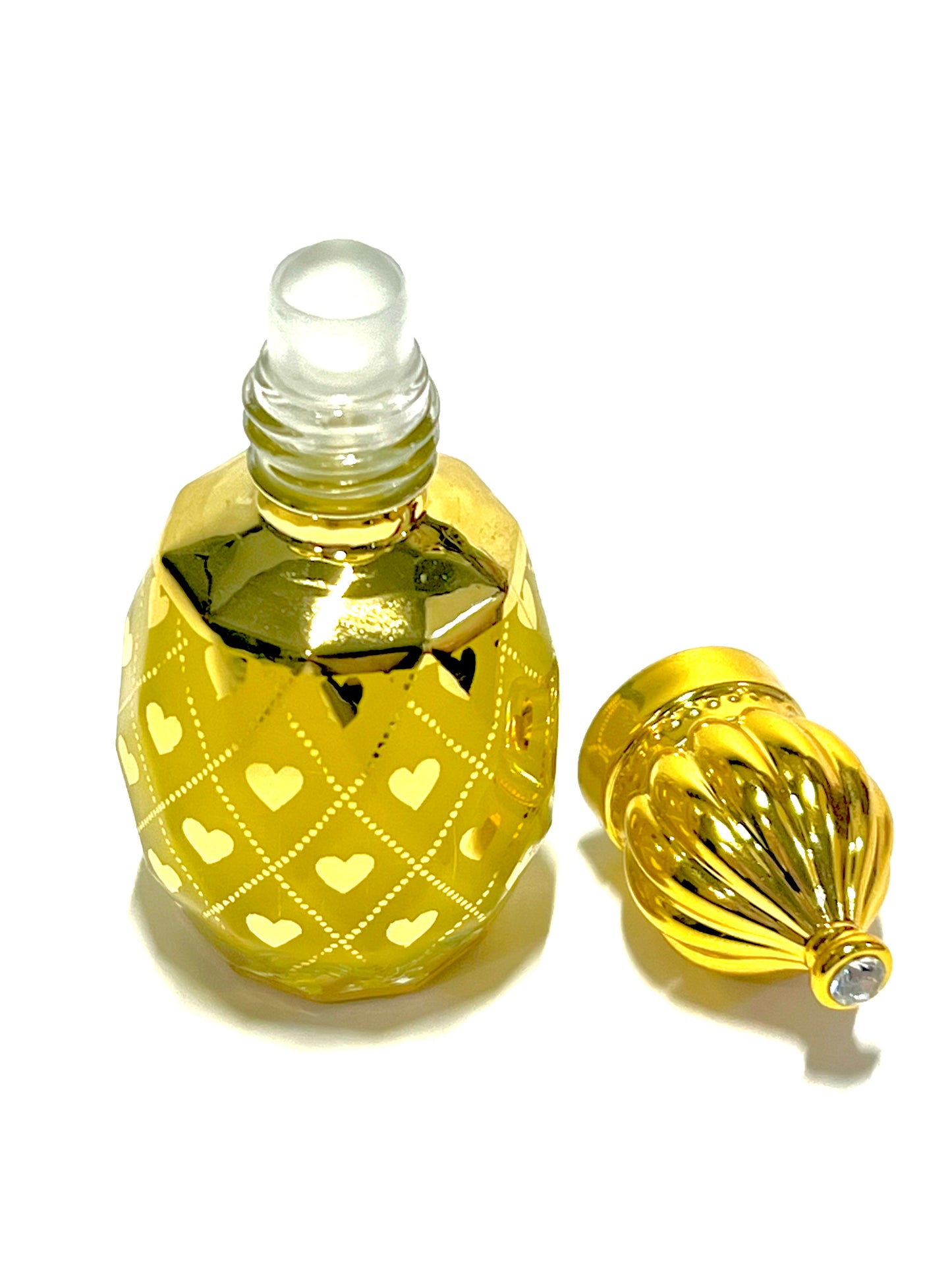 Ornate Fancy Anointing Oil Gold and Glass Vessel 12 mL