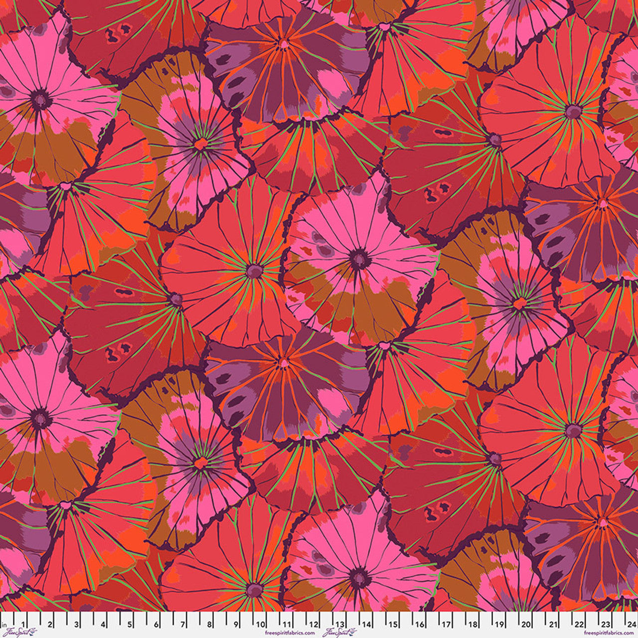 Lotus Leaf WINE Kaffe Fassett Collective FABRIC