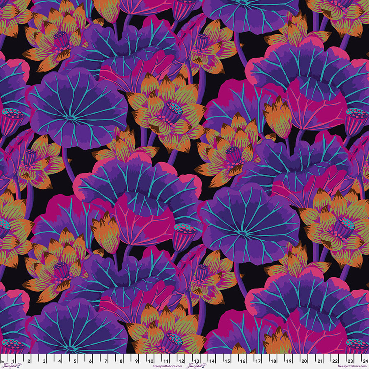 Lake Blossoms BLACK Kaffe Fassett Collective FABRIC