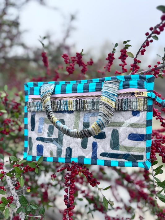 Small Project Bag Blue Stripes