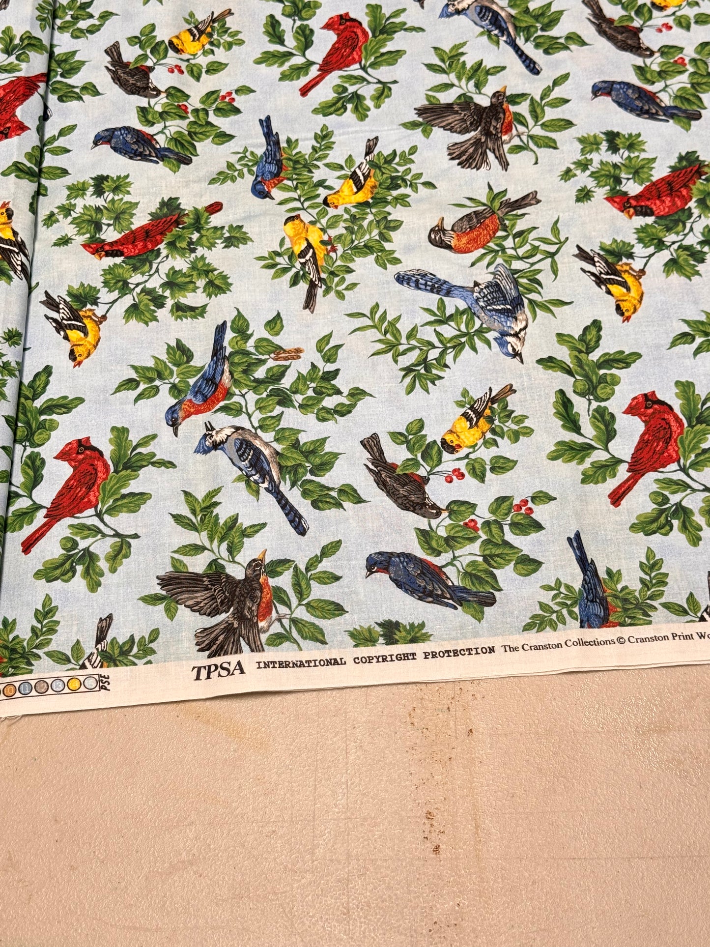 TPSA Cardinals and Bluejay Birds the Cranston Collections Fabric