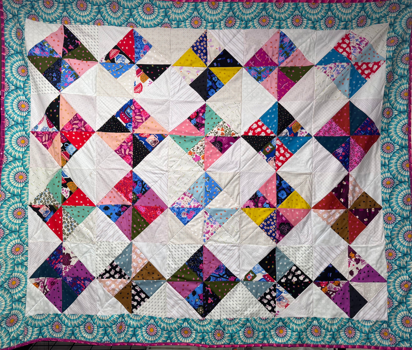 Ruby Star Scrappy Diamonds Quilt Throw