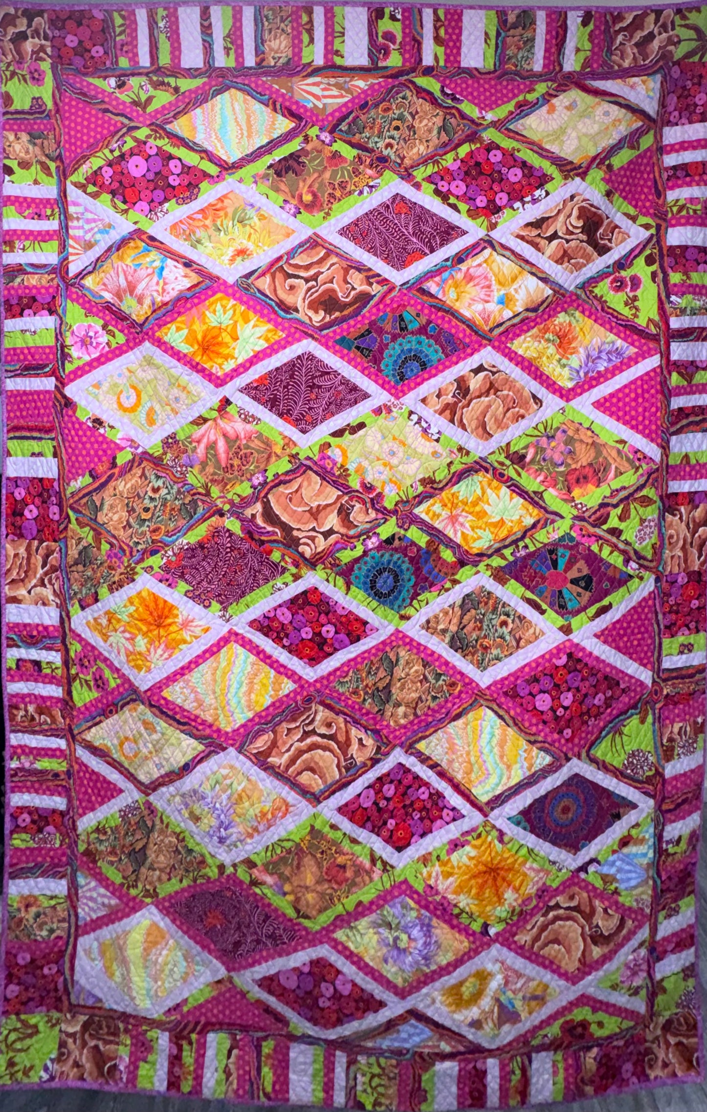Kaffe Fassett Bordered Diamonds Throw Size Quilt